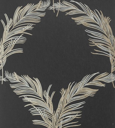 Anna French Plumes Metallic Pewter-Black tapéta - Paisley Home