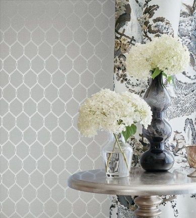 Anna French Leland Trellis Pink tapéta - Paisley Home