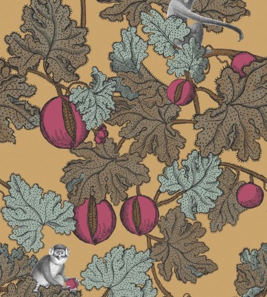 Cole and Son Frutto Proibito Sky Blue and Plum on Gold tapéta