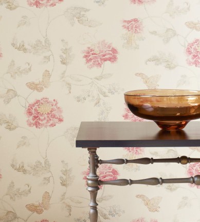 Colefax and Fowler Poppy & Butterfly Silver-Red tapéta - Paisley Home