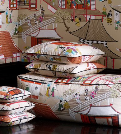 Manuel Canovas Madame Butterfly Rouge de Chine textil - Paisley Home