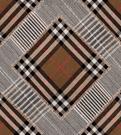 Mind The Gap Checkered Patchwork Mid Brown tapéta
