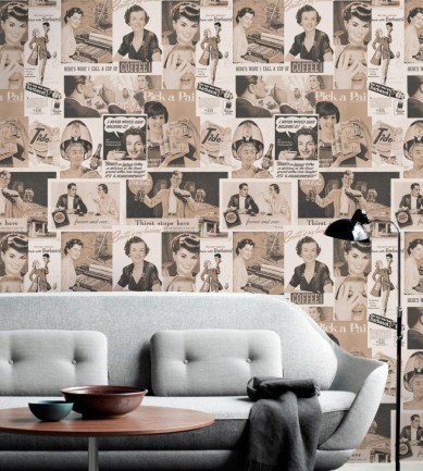 MINDTHEGAP Retro Ads Sepia design tapéta - Paisley Home
