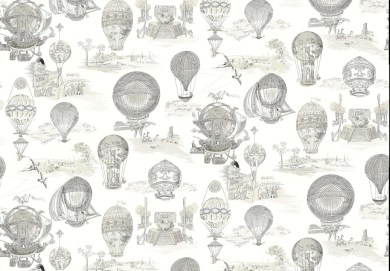 Pierre Frey FP431001 Les aeronefs Noir-Blanc luxus tapéta