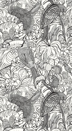 Pierre Frey FP440001 Costa rica Noir-Blanc luxus tapéta