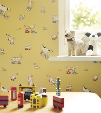 Sanderson Dogs in Clogs Red tapéta - Paisley Home