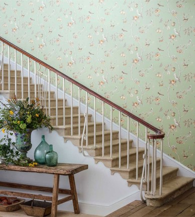 Sanderson Fruit Aviary Ivory / Mineral tapéta - Paisley Home