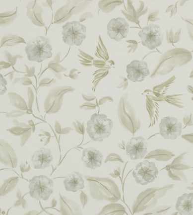 Sanderson Bird Blossom Ecru, Silver tapéta - Paisley Home
