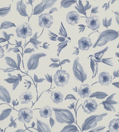 Sanderson Bird Blossom Indigo, Ecru tapéta - Paisley Home