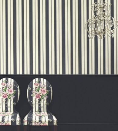 Sanderson Cecile Stripe Ebony tapéta - Paisley Home