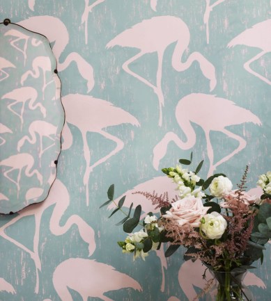 Sanderson Flamingos Charcoal/Pink tapéta - Paisley Home
