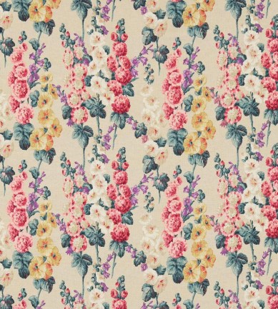 Sanderson Hollyhocks Teal/Ruby textil - Paisley Home