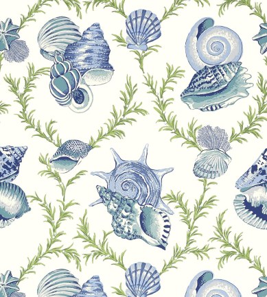 Thibaut Sumba Shell Blue and Green tapéta - Paisley Home