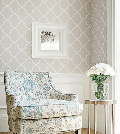 Thibaut Carolyn Trellis Metallic Silver tapéta - Paisley Home