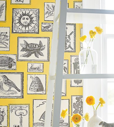 Thibaut Wood Blocks Yellow and Grey tapéta - Paisley Home