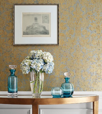 Thibaut Curtis Damask Beige tapéta - Paisley Home