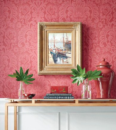 Thibaut Dorian Damask Navy tapéta - Paisley Home