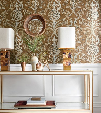 Thibaut Pravata Damask Smoke/Foil tapéta - Paisley Home