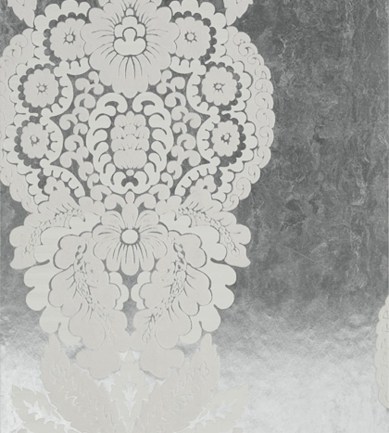Thibaut Rowan Damask Flock White/Silver Foil tapéta - Paisley Home