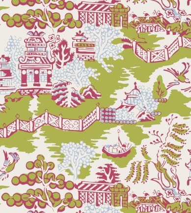 Thibaut Luzon Green and Raspberry tapéta - Paisley Home