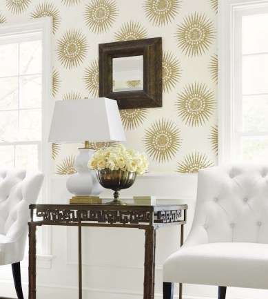 Thibaut Bahia Metallic Gold on Cream tapéta - Paisley Home