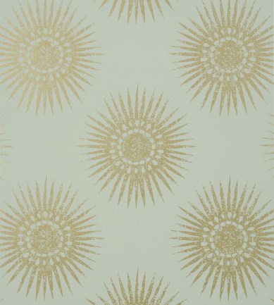 Thibaut Bahia Metallic Gold on Aqua tapéta - Paisley Home
