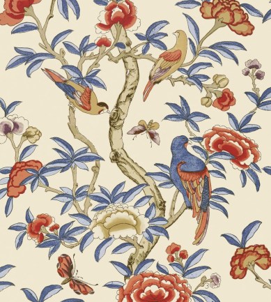 Thibaut Giselle Blue and Coral tapéta - Paisley Home