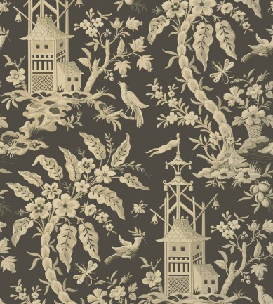 Thibaut Pagoda Garden Charcoal tapéta - Paisley Home