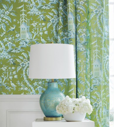 Thibaut Pagoda Garden Green tapéta - Paisley Home