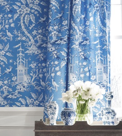 Thibaut Pagoda Garden Metallic Pewter tapéta - Paisley Home