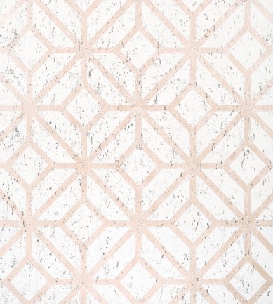Thibaut Mamora Trellis Cork White on Metallic Blush tapéta