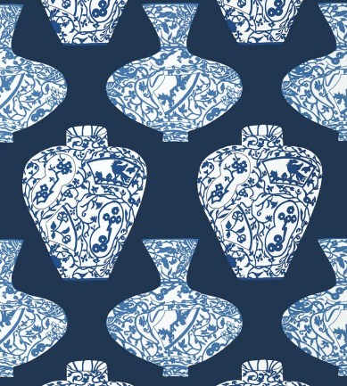 Thibaut Imari Vase Navy tapéta - Paisley Home