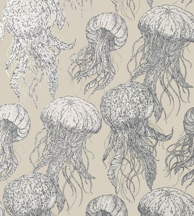 Thibaut Jelly Fish Bloom Silver-Beige tapéta - Paisley Home