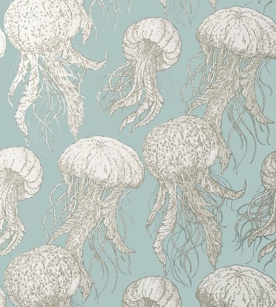 Thibaut Jelly Fish Bloom Aqua tapéta - Paisley Home