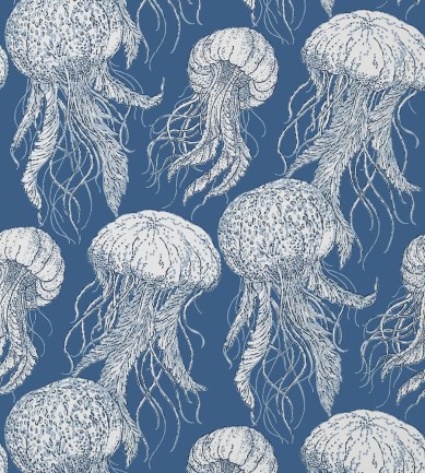 Thibaut Jelly Fish Bloom Navy tapéta - Paisley Home