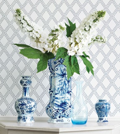 Thibaut Bonaire Navy on White tapéta - Paisley Home