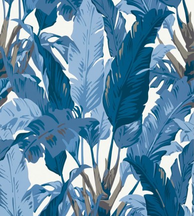 Thibaut Travelers Palm Navy and White tapéta