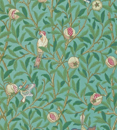 William Morris Bird & Pomegranate Turquoise/Coral tapéta - Paisley Home