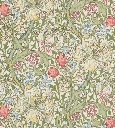 William Morris Golden Lily Green/Red tapéta - Paisley Home