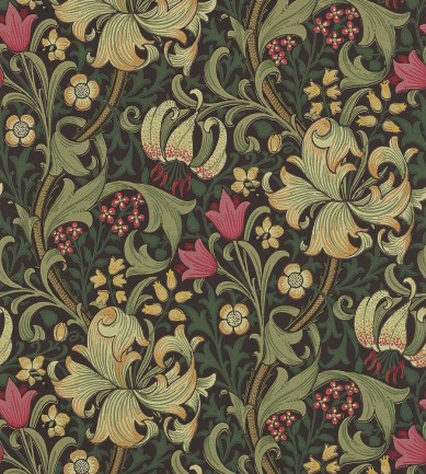 William Morris Golden Lily Charcoal/Olive tapéta - Paisley Home