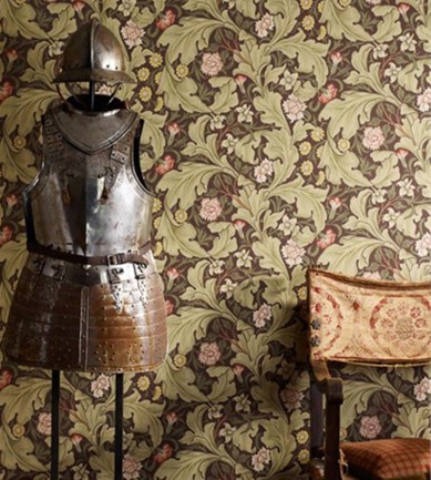 William Morris Leicester Green/Coral tapéta - Paisley Home