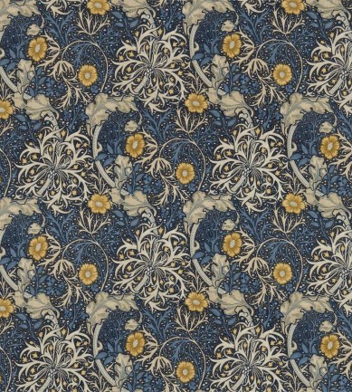 William Morris Morris Seaweed Ink/Woad textil - Paisley Home