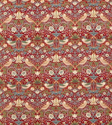 William Morris Strawberry Thief Velvet Crimson-Slate textil