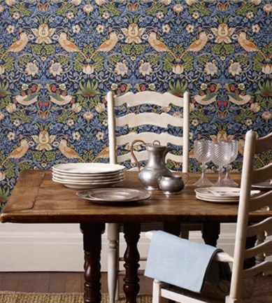 William Morris Strawberry Thief Chocolate/Slate tapéta - Paisley Home