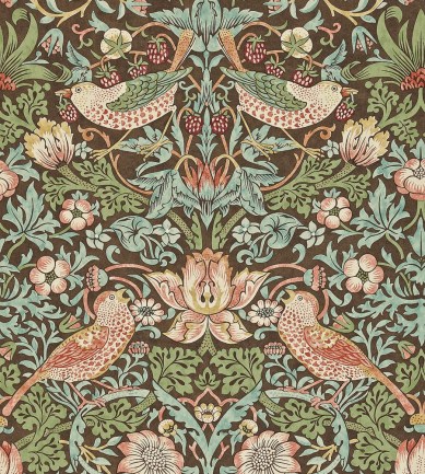 William Morris Strawberry Thief Chocolate/Slate tapéta - Paisley Home