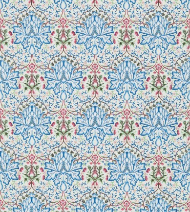 William Morris Artichoke Embroidery Peacock-Cream textil