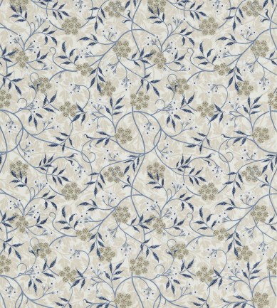 William Morris Jasmine Embroidery Ecru-Woad textil