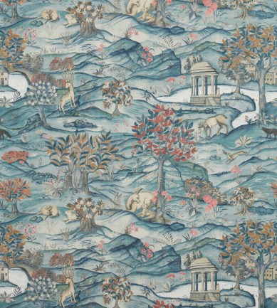 Zoffany Stand Wood Teal / Velvet Blue tapéta
